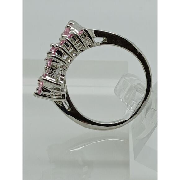 3.80CT Vintage Gold Plated Pink Sim Diamond CZ Cocktail Statement Ring Size 7.5 - Picture 6 of 10